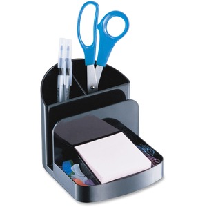 Officemate Deluxe Desk Organizer - 5 Compartment(s) - 5" Height x 5.38" Width x 6.75" Depth - Desktop - 30% Recycled - Black - Plastic - 1 Each