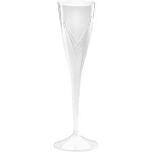Classicware Plastic Champagne Flute - 100 / Carton - Clear - Polystyrene - Beverage, Party