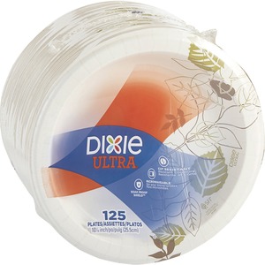 Dixie Pathways Heavyweight Paper Plates - - Paper - Serving - Microwave Safe - White - 125 Pack