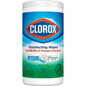 Clorox Disinfecting Wipes, Bleach-Free Cleaning Wipes - Wipe - Fresh Scent - 75 / Canister - 450 / Carton - White
