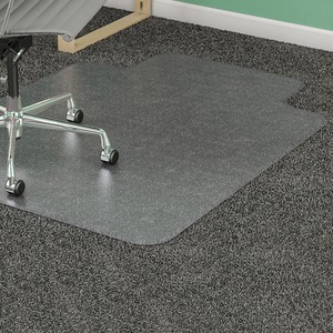 Lorell Medium-pile Chairmat - Carpeted Floor - 48" Length x 36" Width x 0.13" Thickness - Lip Size 10" Length x 19" Width - Vinyl - Clear