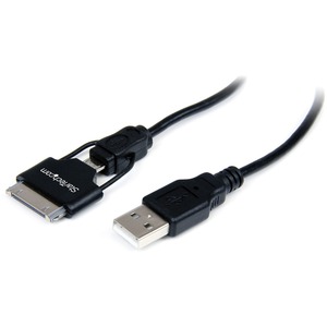 StarTech.com 0.65m 2 ft Short Apple Dock Connector or Micro USB to USB Combo Cable for iPod / iPhone / iPad