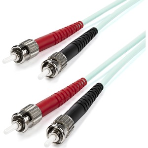 StarTech.com 10Gb Aqua Fiber Patch Cable-ST Multi-Mode M-ST Multi-Mode M-1 m-Fiber Optic - for Network Device - 1m - 2 x ST Male Network - 2 x ST Male Network -