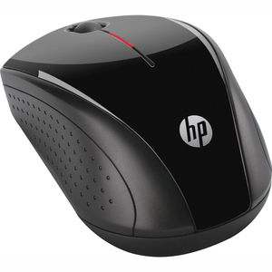 HP X3000 Mouse - Optical - Wireless - 3 Buttons - Glossy Black, Metallic Grey - Radio Frequency - USB - Scroll Wheel