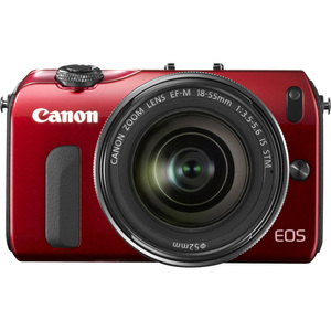 Canon EOS M 18 Megapixel Mirrorless Camera Body with Lens Kit - 18 mm - 55 mm - Red