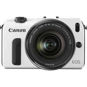Canon EOS M 18 Megapixel Mirrorless Camera Body with Lens Kit - 18 mm - 55 mm - White