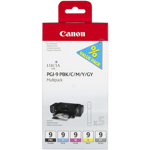 Canon LUCIA PGI-9 Ink Cartridge - Photo Black, Cyan, Magenta, Yellow, Grey