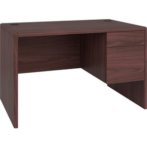HON 10700 Series Small Office Desk - 48" x 30" x 29.5" x 1.1" - 2 x Box Drawer(s), File Drawer(s) - Single Pedestal on Right Side - Waterfall Edge - Material: Hardwood, Partic