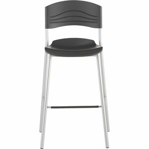 Iceberg CafeWorks Bistro Stool - Black Polyethylene Seat - Polyethylene Back - Powder Coated Steel Frame - Graphite - 1 / Each