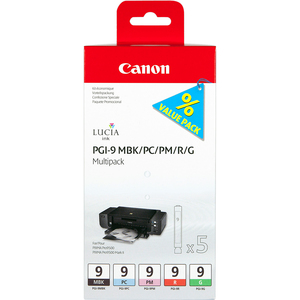 Canon LUCIA PGI-9 Ink Cartridge - Matte Black, Photo Cyan, Photo Magenta, Red, Green