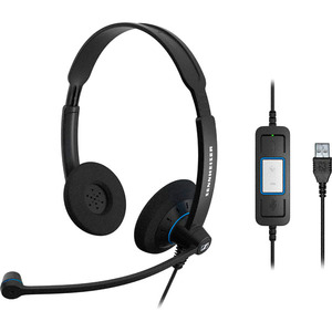 Sennheiser SC 60 USB CTRL Wired Stereo Headset - Over-the-head - Supra-aural - Black