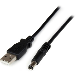 StarTech.com 1m USB to Type N Barrel 5V DC Power Cable - USB A to 5.5mm DC - Black