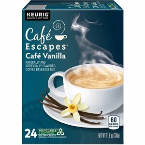 Cafe Escapes® K-Cup, Pod Cafe Vanilla, Keurig Single-Serve K-Cup Pods, 24 Count - Compatible with Keurig Brewer - Light - K-Cup, Pod - Cafe Vanilla - Kosher - 24 / Box