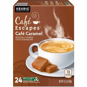 Cafe Escapes® K-Cup, Pod Cafe Caramel, Keurig Single-Serve K-Cup Pods, 24 Count - Compatible with Keurig Brewer - Light - K-Cup, Pod - 24 / Box