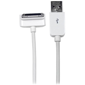 StarTech.com 2m 6 ft Long Down Angle Apple 30-pin Dock Connector to USB Cable for iPhone / iPod / iPad with Stepped Connector