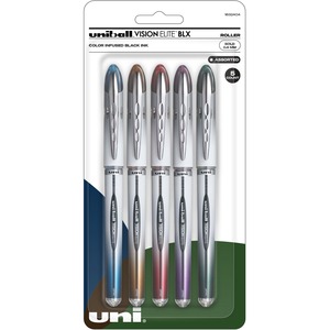 uniball™ Vision Elite BLX Rollerball Pens - Bold Pen Point - 0.8 mm Pen Point Size - Brown/Black, Black/Blue, Green/Black, Black/Red, Violet/Black Pigment-based Ink - 5 / Pack