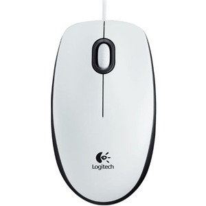 Logitech B100 Mouse - Optical - Cable - 3 Buttons - White
