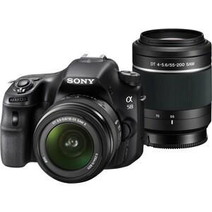 Sony alpha SLT-A58 20.1 Megapixel Digital SLT Camera with Lens Body with Lens Kit - 18 mm - 55 mm Lens 1, 55 mm - 200 mm Lens 2 - Black