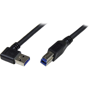 StarTech.com 3m Black SuperSpeed USB 3.0 Cable - Right Angle A to B - M/M - 1 x Type A Male USB - 1 x Type B Male USB - Black
