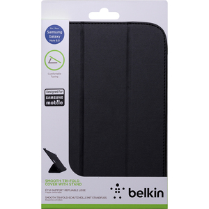 Belkin Tri-Fold Carrying Case Folio for 20.3 cm 8inch Tablet - Black - Genuine Leather, Polyurethane
