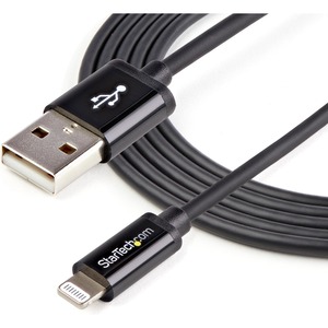 StarTech.com 2m 6ft Long Black Apple 8-pin Lightning Connector to USB Cable for iPhone / iPod / iPad