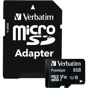 Verbatim Premium 8 GB microSDHC - TAA Compliant - Class 10/UHS-I U1 - 30 MB/s Read - 10 MB/s Write1 Pack
