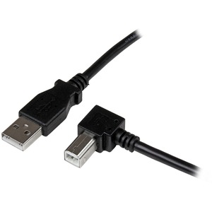 StarTech.com 1m USB 2.0 A to Right Angle B Cable - M/M - 1 x Type A Male USB - 1 x Type B Male USB - Black