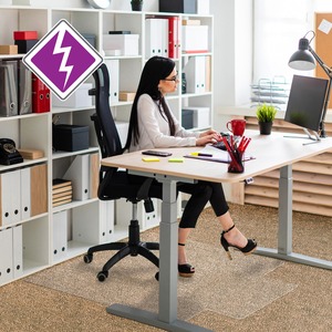 Computex® Anti-Static Vinyl Lipped Chair Mat for Carpets up to 3/8" - 36" x 48" - Carpeted Floor, Carpet, Electrical Equipment - 48" Length x 36" Width x 0.110" Depth x 0.110"