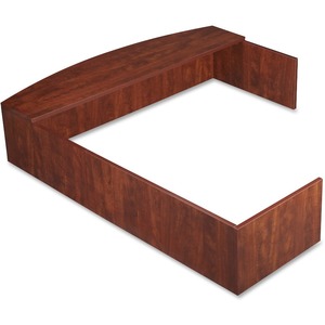 Lorell Essentials Series L-Shaped Reception Counter - 76.8" Width x 66.1" Depth x 14.8" Height x 1" Thickness - Wood, Laminate - Cherry