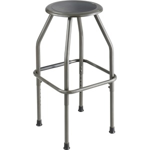 Safco Adjustable Height Diesel Stool Trolley - Polyurethane Seat - Powder Coated Steel Frame - Four-legged Base - Pewter - 1 Each