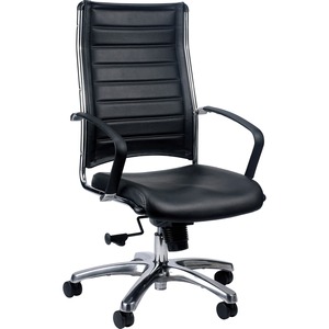 Eurotech Europa High Back Executive Chair - Black Seat Color - Leather Seat Material - Black Back Color - Leather Back Material - Aluminum Frame Color - Steel Frame Material -