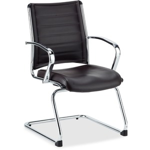Eurotech Europa Executive Guest Chair - Black Seat Color - Leather Seat Material - Black Back Color - Leather Back Material - Aluminum Frame Color - 1 Each