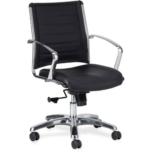 Eurotech Europa Mid Back Executive Chair - Black Seat Color - Leather Seat Material - Black Back Color - Leather Back Material - Aluminum Frame Color - 5-star Base - 1 Each