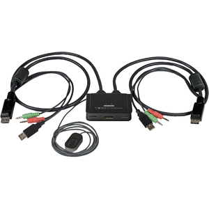 StarTech.com 2 Port USB DisplayPort Cable KVM Switch w/ Audio and Remote Switch