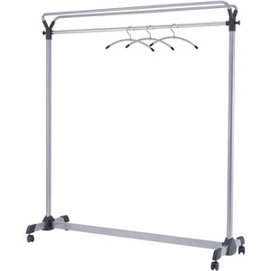 Alba Upper Shelf Double-sided Garment Rack - 50 x Coat - 66.93" Height x 19.69" Width x 59.06" Length - Floor - Caster, Sturdy - Silver - Steel, Plastic - 1 Each