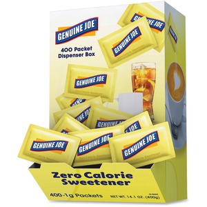 Genuine Joe Sucralose Zero Calorie Sweetener Packets - 0 lb (0 oz) - Artificial Sweetener - 400/Box
