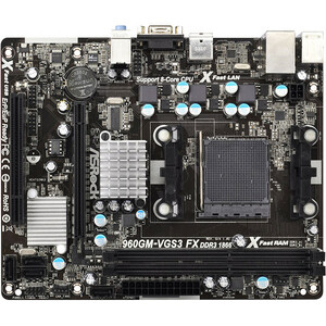 ASRock 960GM-VGS3 FX Desktop Motherboard - AMD 760G Chipset - Socket AM3plus - Retail Pack - Micro ATX - 1 x Processor Support - 16 GB DDR3 SDRAM Maximum RAM - O.C., 1.