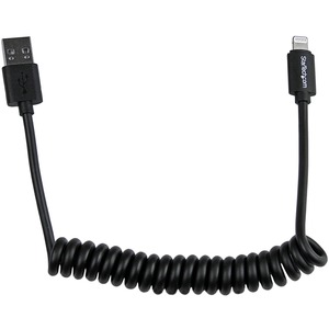 StarTech.com 0.6m 2ft Coiled Black Apple 8-pin Lightning Connector to USB Cable for iPhone / iPod / iPad