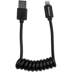 StarTech.com 0.3m 1ft Coiled Black Apple 8-pin Lightning Connector to USB Cable for iPhone / iPod / iPad