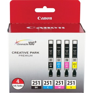 Canon CLI-251 Original Ink Cartridge - Inkjet - Black, Cyan, Magenta, Yellow - 4 / Pack