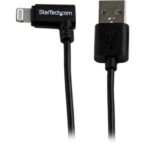 StarTech.com 1m 3ft Angled Black Apple 8-pin Lightning Connector to USB Cable for iPhone / iPod / iPad