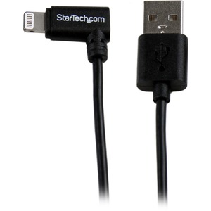 StarTech.com 2m 6ft Angled Black Apple 8-pin Lightning Connector to USB Cable for iPhone / iPod / iPad