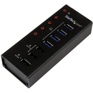 StarTech.com 4 Port USB 3.0 Hub plus 3 Dedicated USB Charging Ports 2 x 1A Andamp; 1 x 2A - Wall Mountable Metal Enclosure - 7 Total USB Ports - 4 USB 3.0 Ports