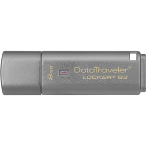 Kingston DataTraveler Lockerplus G3 8 GB USB 3.0 Flash Drive - Silver - 1 Pack