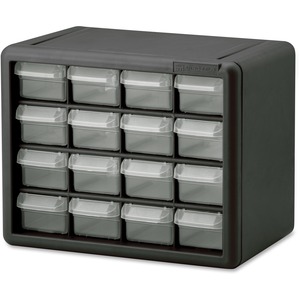 Akro-Mils 16-Drawer Plastic Storage Cabinet - 16 Drawer(s) - 8.5" Height x 6.4" Width10.5" Length%Floor - Stackable, Finger Grip, Unbreakable - Black - Polymer, Plastic - 1 Ea