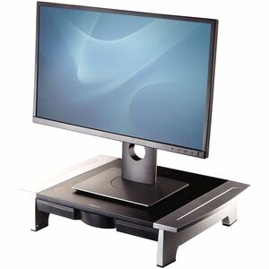 Fellowes Office Suites Monitor Riser - Up to 21" Screen Support - 80 lb Load Capacity - 4.50" Height x 20" Width x 14" Depth - Desktop - High Performance Steel (HPS) - Black,