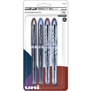 uniball™ Vision Elite Designer Rollerball Pen - Bold Pen Point - 8 mm Pen Point Size - Brown/Black, Black/Blue, Black/Red, Violet/Black - Assorted Barrel - 4 / Pack