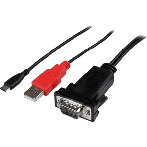 StarTech.com Micro USB to RS232 DB9 Serial Adapter Cable for Android with USB Charging - M/M