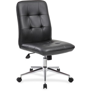 Boss Modern B330 Task Chair - Black Seat Color - Vinyl Seat Material - Chrome, Black Frame Color - Chrome Frame Material - 5-star Base - Black - 1 Each
