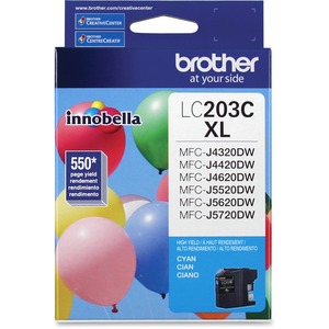 Brother Genuine Innobella LC203C High Yield Cyan Ink Cartridge - Inkjet - High Yield - 550 Pages - Cyan - 1 Each